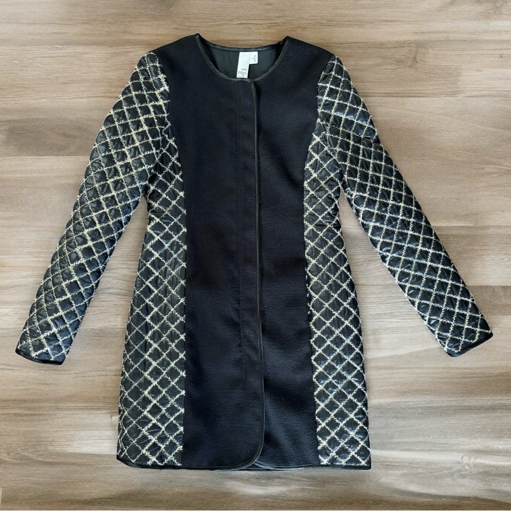 Zippered glam car coat w/gold accents - MINT!!